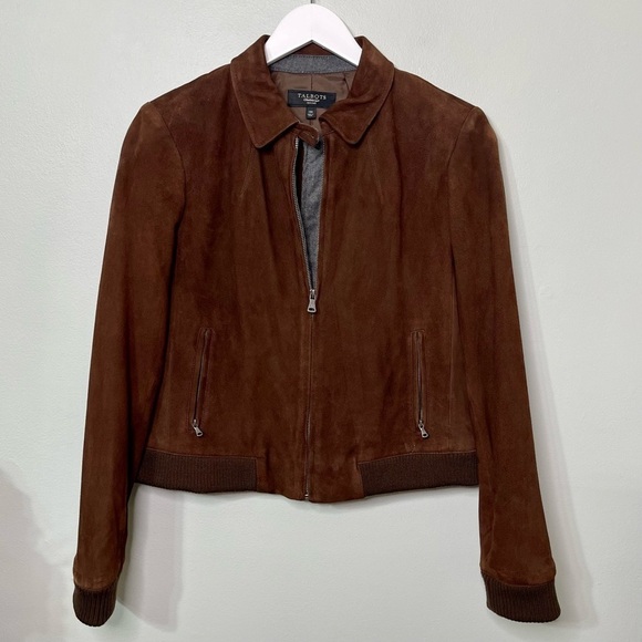 Talbots Brown Suede Leather Bomber Jacket Coat 14 - Picture 11 of 15